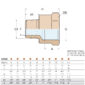 Guidi Female to Male Reducing Nipple Bronze Pipe Fitting Sizing Chart and Dimensions Diagram 0246B-01