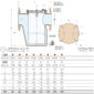 Guidi Horizontal Intake Water Strainer PN6 or PN16 Bronze 1281-02 - Dimensions Diagram and Sizing Chart