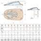 Guidi Scoop Grate 1261 Designed to Fit the 1260 and Extended 1260A Intakes - Dimensions Diagram and Sizing Chart