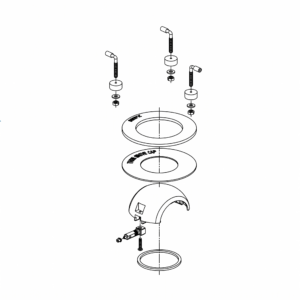 Dometic Full China Toilet Rebuild Kit 4471014044 exploded parts diagram - L-bolt hardware, ball and base seals, half ball and shaft, O-ring