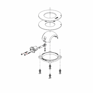 Dometic Plastic Pedal Toilet Rebuild Kit 4471014045 exploded parts diagram - floor flange seal, gasket rings, lever cartridge, and mounting hardware