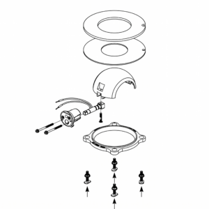 Dometic Metal Lever Toilet Rebuild Kit 4471014046 exploded parts diagram - floor flange seal, gasket rings, lever cartridge, and mounting hardware
